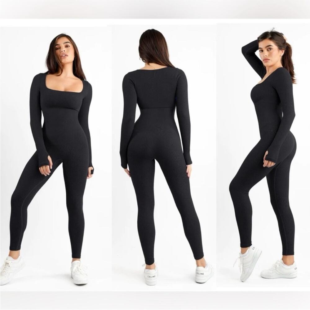 NEW Popilush Popilush Shapewear Seamless Long Sleeve Jumpsuit - Black XL